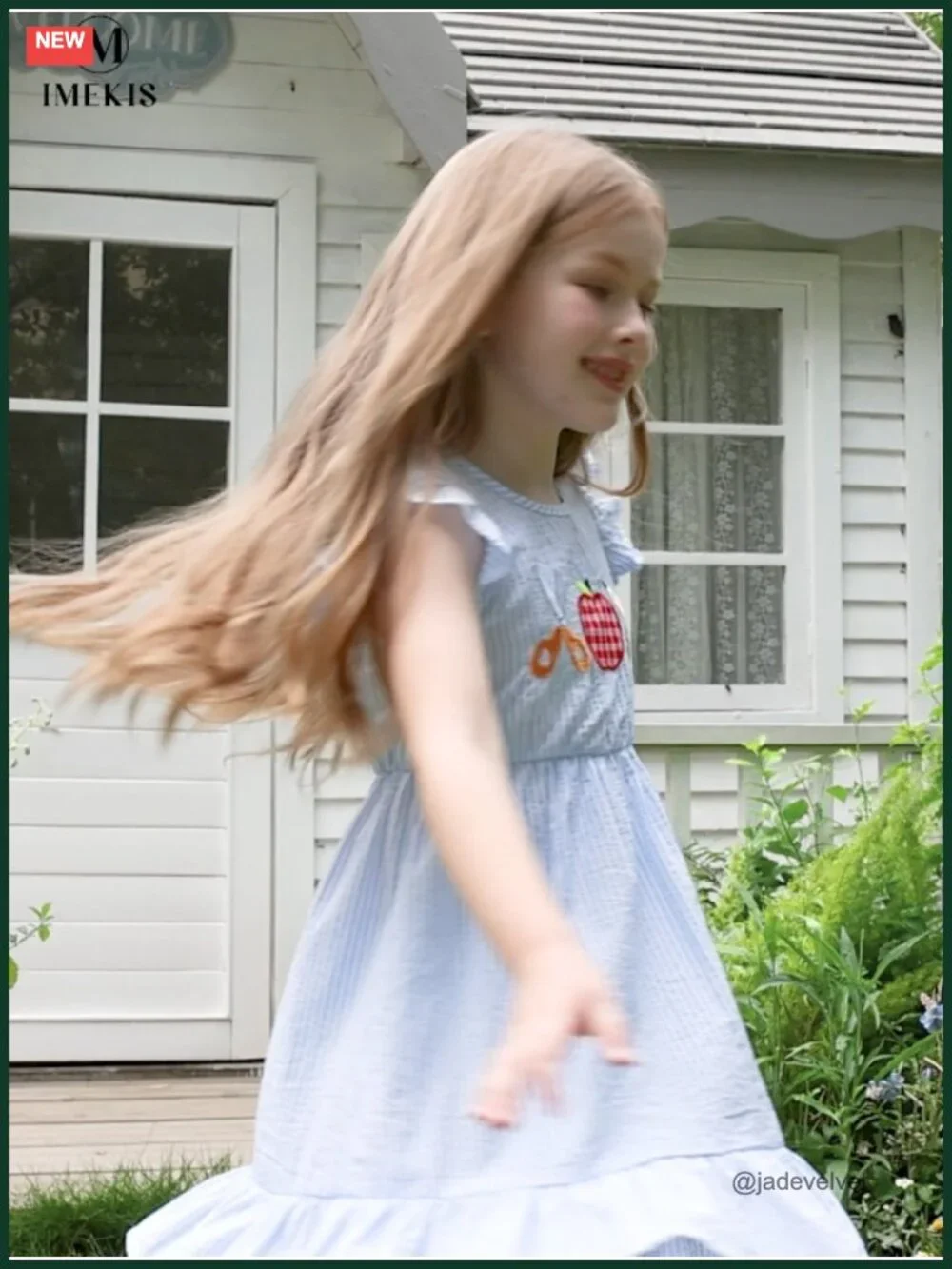Toddler Girls Back to School Dress Ruffle Sleeve Plaid Embroidered